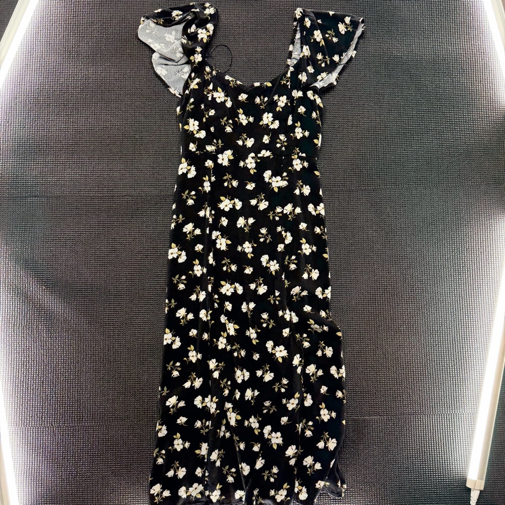 Old Navy Black Maxi Dress with White Floral Print